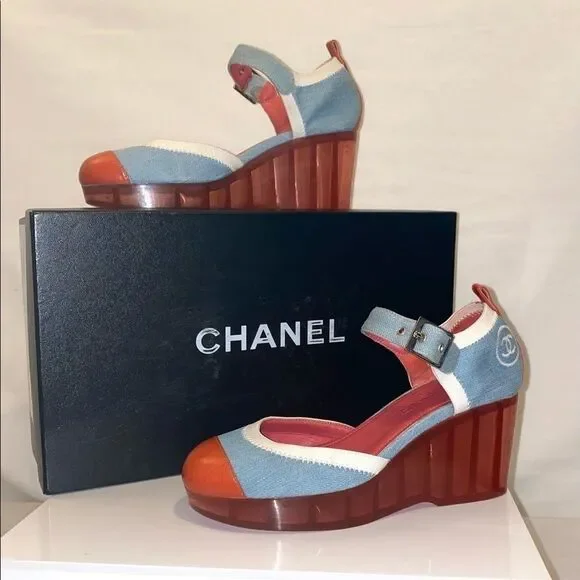 Authentic Chanel Wedges - Picture 1 of 7